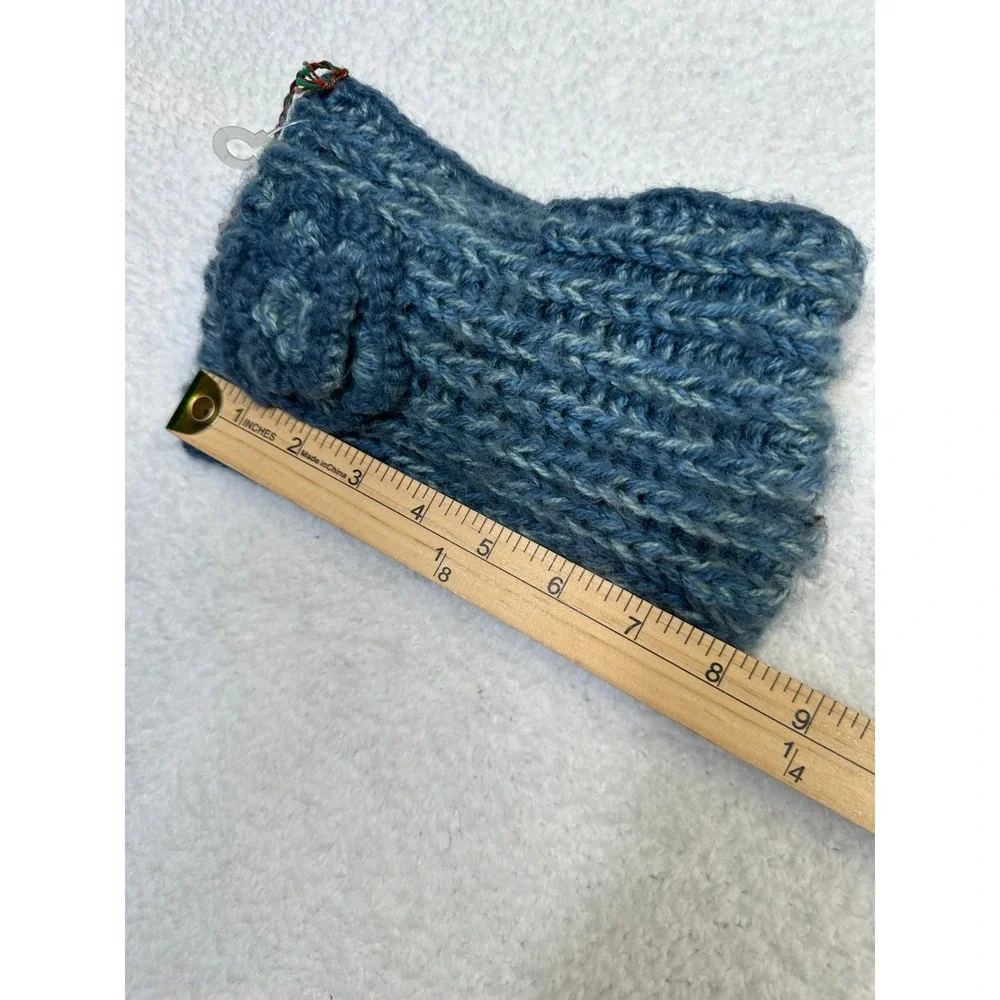Andes Gifts wool Alpaca blend Handmade Blue Knit Headband Ear‎ Warmer-NEW